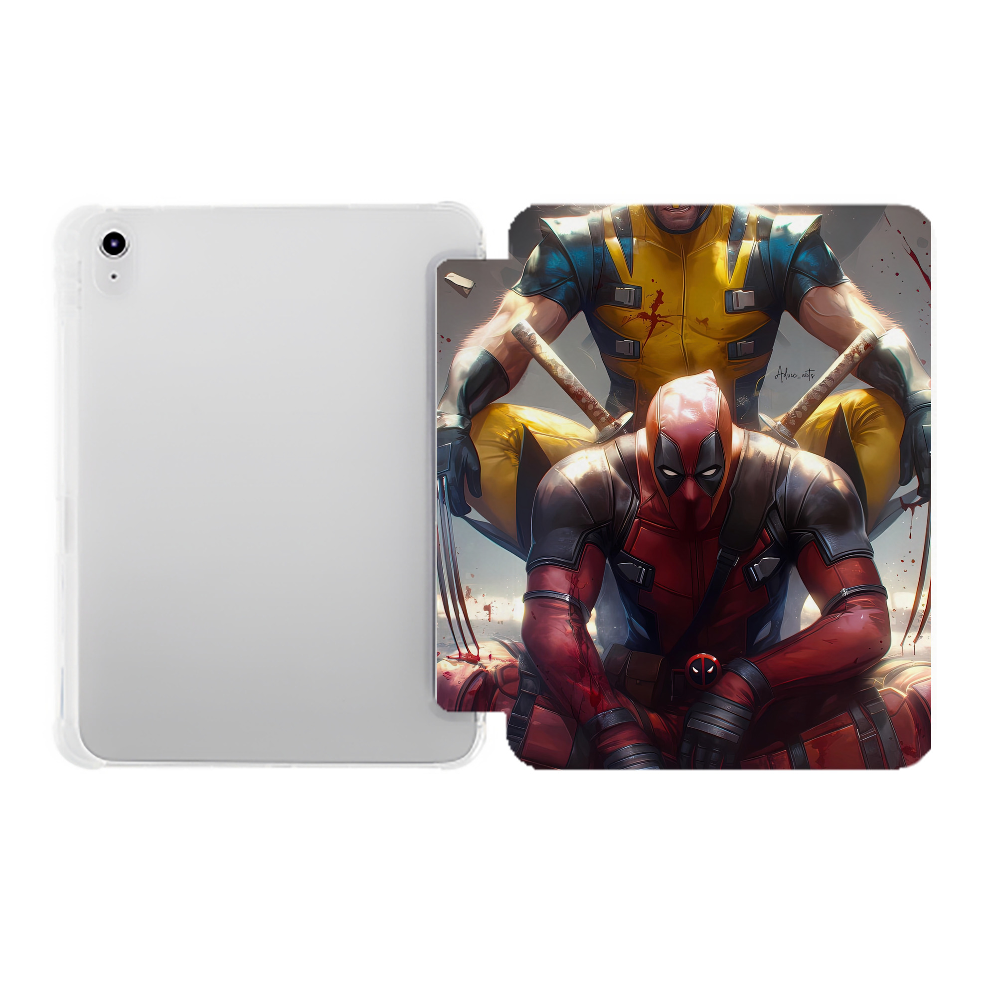 （画像用） Deadpool デッドプール IPad ケース ペン収納付き 三つ折りスタンド PUレザー×シリコン 対応機種9.5/10.5/10.9インチ